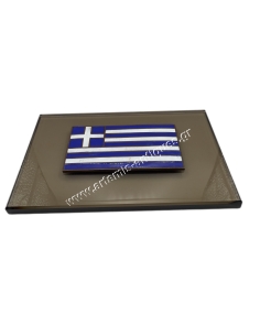 Greek Flag with enamels on a glass plaque 2