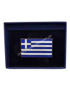 Greek Flag with enamels on a glass plaque