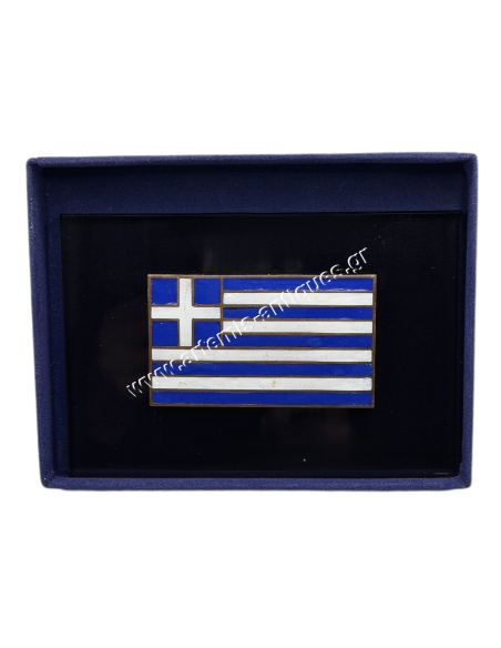 Ελληνική Σημαία με σμάλτα σε γυάλινη πλακέτα