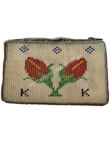 Greek glass beaded purse