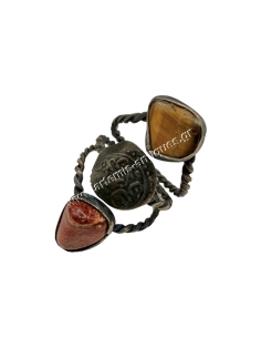 Triple Stacked Silver Ring Indian Coin