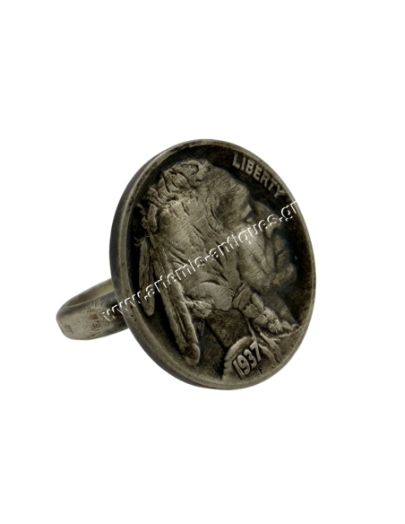 Buffalo Indian Head Coin Silver Ring