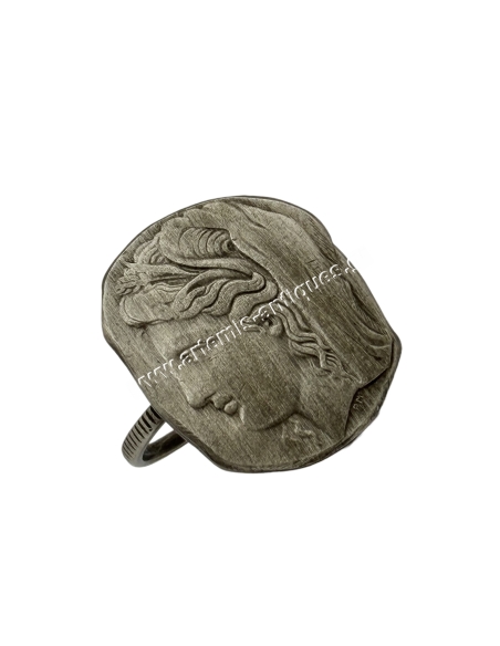 Demeter Greek Silver Coin Ring