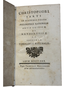 Specimen Theologiae Naturalis 1780, Christophori Sarti