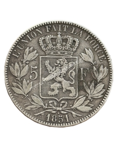 5 Francs 1851 Dot Above Date Leopold I Βέλγιο 2