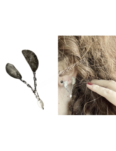 Silver double piercing Coin Earring