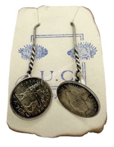 Ethiopian Coins Silver Earrings