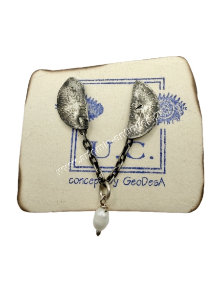 Silver double piercing Coin Earring