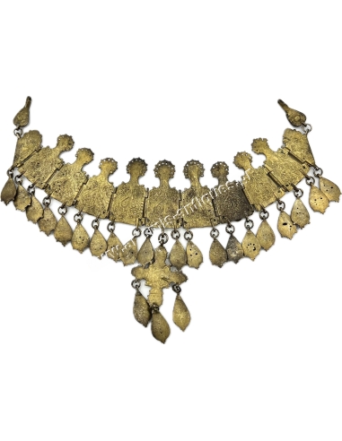 Greek Traditional Jewelry Goldplated ''Giordani'' in Silver with hanging ornaments 19th Century