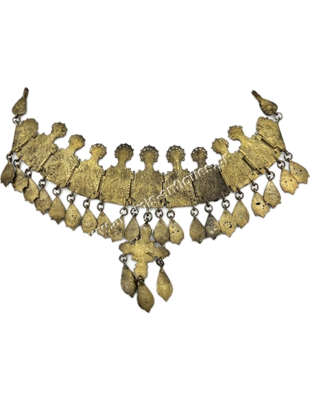 Greek Traditional Jewelry Goldplated ''Giordani'' in Silver with hanging ornaments 19th Century