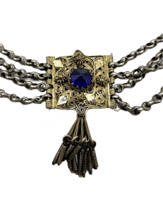 19th century Necklace, Eight Shaped chains, Filigree center piece 2