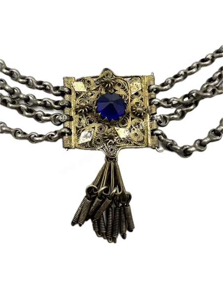 19th century Necklace, Eight Shaped chains, Filigree center piece