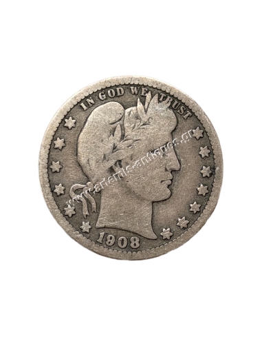 1/4 Dollar 1908 O Barber Quarter