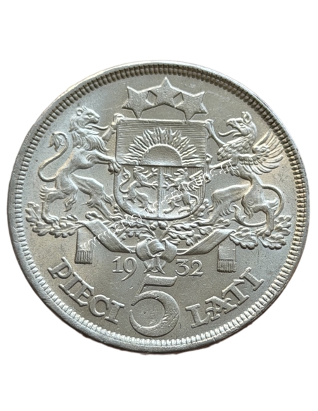 5 Lati 1932 Latvia Key Date