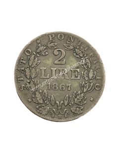 2 Lire 1867 XXII Pius IX Papal States 2