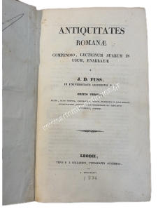 Antiquitates Romanae a J. D. Fuss 1836 Editio Tertia