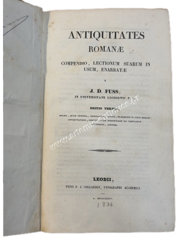 Ρωμαϊκές Αρχαιότητες του J. D. Fuss, Τρίτη Έκδοση 1836
