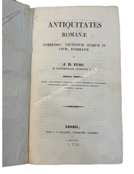 Ρωμαϊκές Αρχαιότητες του J. D. Fuss, Τρίτη Έκδοση 1836