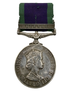 Awarded Medal for Campaign Service Borneo Queen Elizabeth II United Kingdom