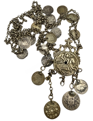 19th Century Traditional Amulet Necklace with Coin Ornaments