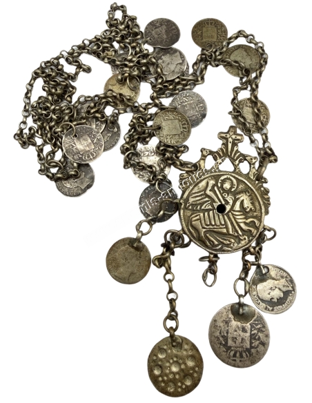 19th Century Traditional Amulet Necklace with Coin Ornaments