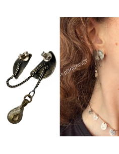 Silver double piercing Coin Earring 2