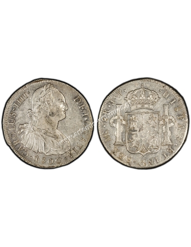 8 Reales 1806 -L JP Charles IV Peru PCGS AU58 Calico 926