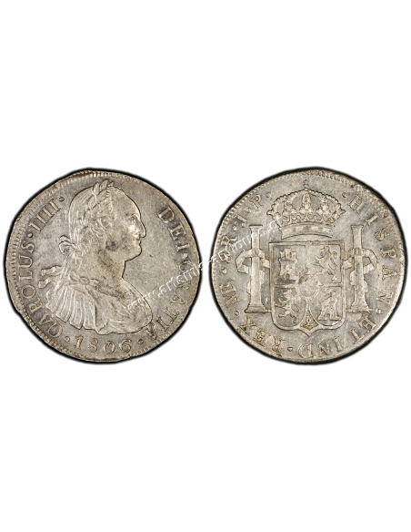 8 Reales 1806 -L JP Charles IV Peru PCGS AU58 Calico 926