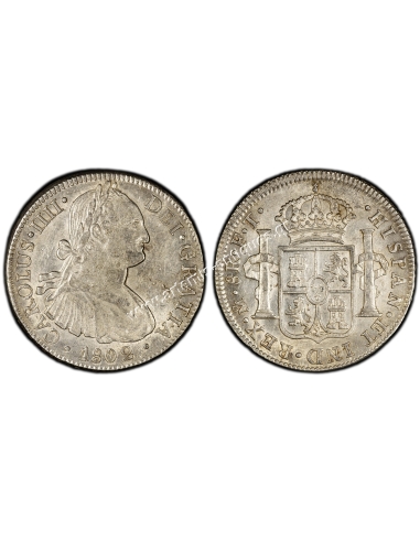 8 Reales 1802 -Mo FT Charles IV Mexico PCGS AU58 Yon M8-102 Calico 975