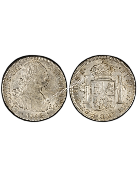 8 Reales 1802 -Mo FT Charles IV Mexico PCGS AU58 Yon M8-102 Calico 975