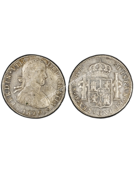 8 Reales 1810 -Mo HJ Ferdinand VII Mexico PCGS AU58 Yon M8-110a Calico 1314