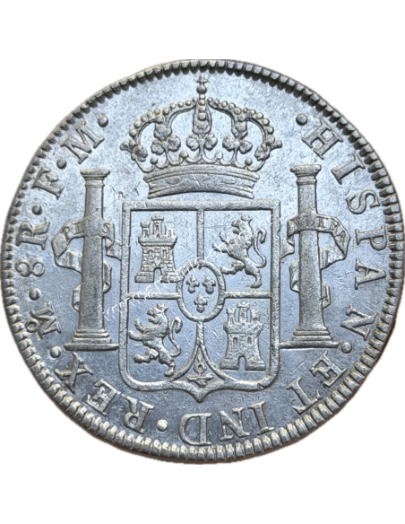 8 Reales 1785 FM Charles III New Spain, Mexico AU-UNC