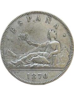 5 Pesetas 1870 (70) Provisional Goverment Spain