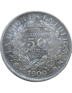 1/2 Boliviano / 50 Centavos 1900 PTS MM Βολιβία 2