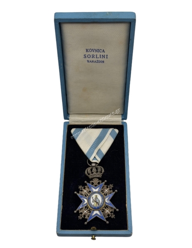 Knight of the Order of St. Sava Type 3 by Kovnica Sorlini in original box, Serbia