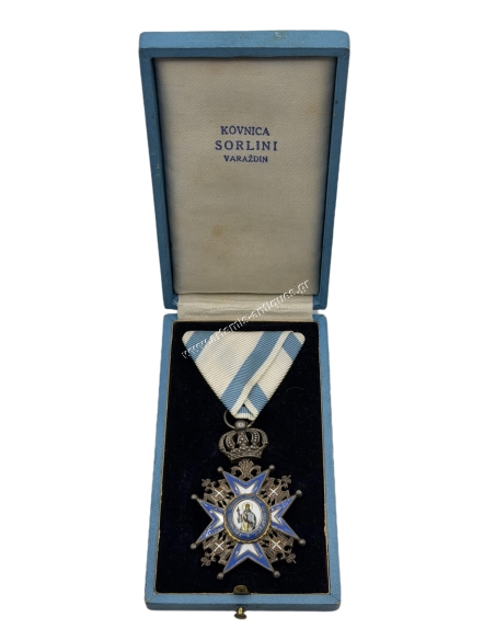 Knight of the Order of St. Sava Type 3 by Kovnica Sorlini in original box, Serbia