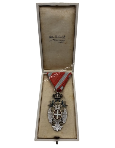 Order of the White Eagle with Swords Type 2, IV class by Arthus Bertrand in original box , Serbia