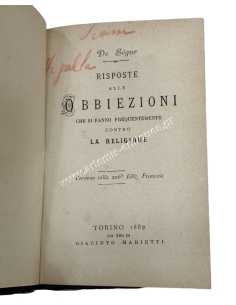 Risposte alle Obbiezioni che si fanno frequentemente contro la religione 1889