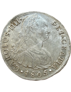 8 Reales 1805 JP Charles IV (Numeral IIII) Peru