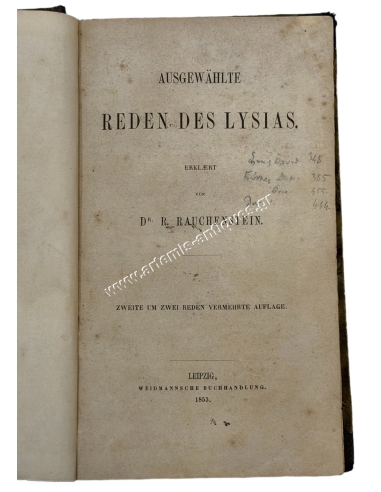 Ausgewahlte reden des Lysias erklaert von Dr. R. Rauchenstein 1853