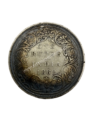 1 Rupee 1862 Victoria British India 10 dots Variety