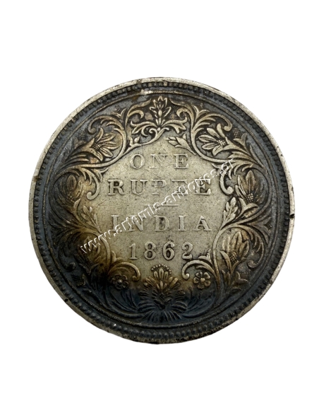 1 Rupee 1862 Victoria British India 10 dots Variety