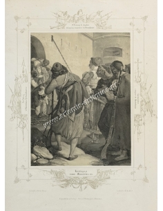 The Taking of Monembasia by Kantakuzenos Lithograph, Munich ~1850, Peter Von Hess 2