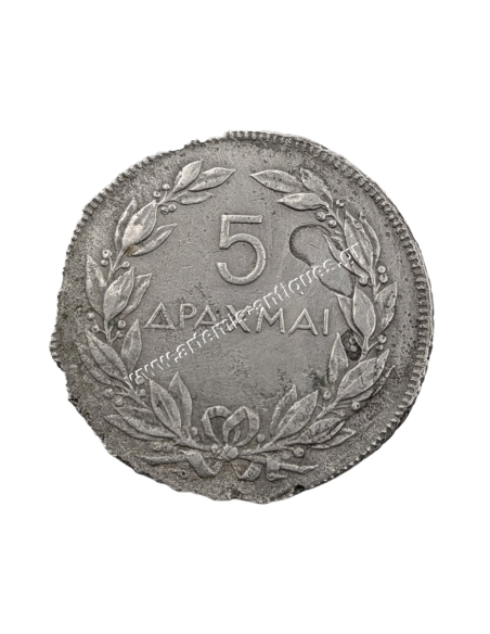 5 Drachmas 1930 Mint Error London Mint A Democracy