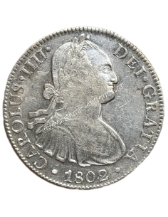 8 Reales 1802 FT Charles IV Νέα Ισπανία, Μεξικό UNC