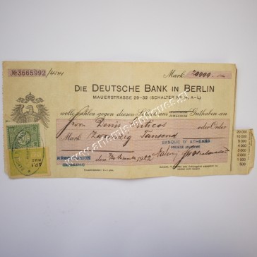Επιταγή της Γερμανικής Τράπεζας 1922