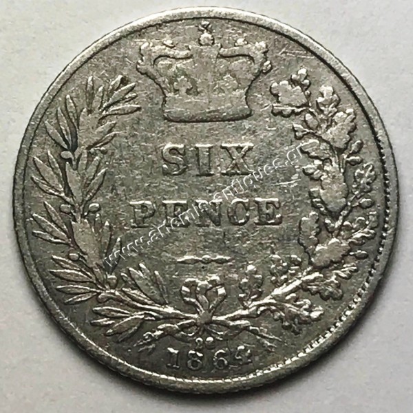 6 Pence 1864 die 28 Ηνωμένο Βασίλειο